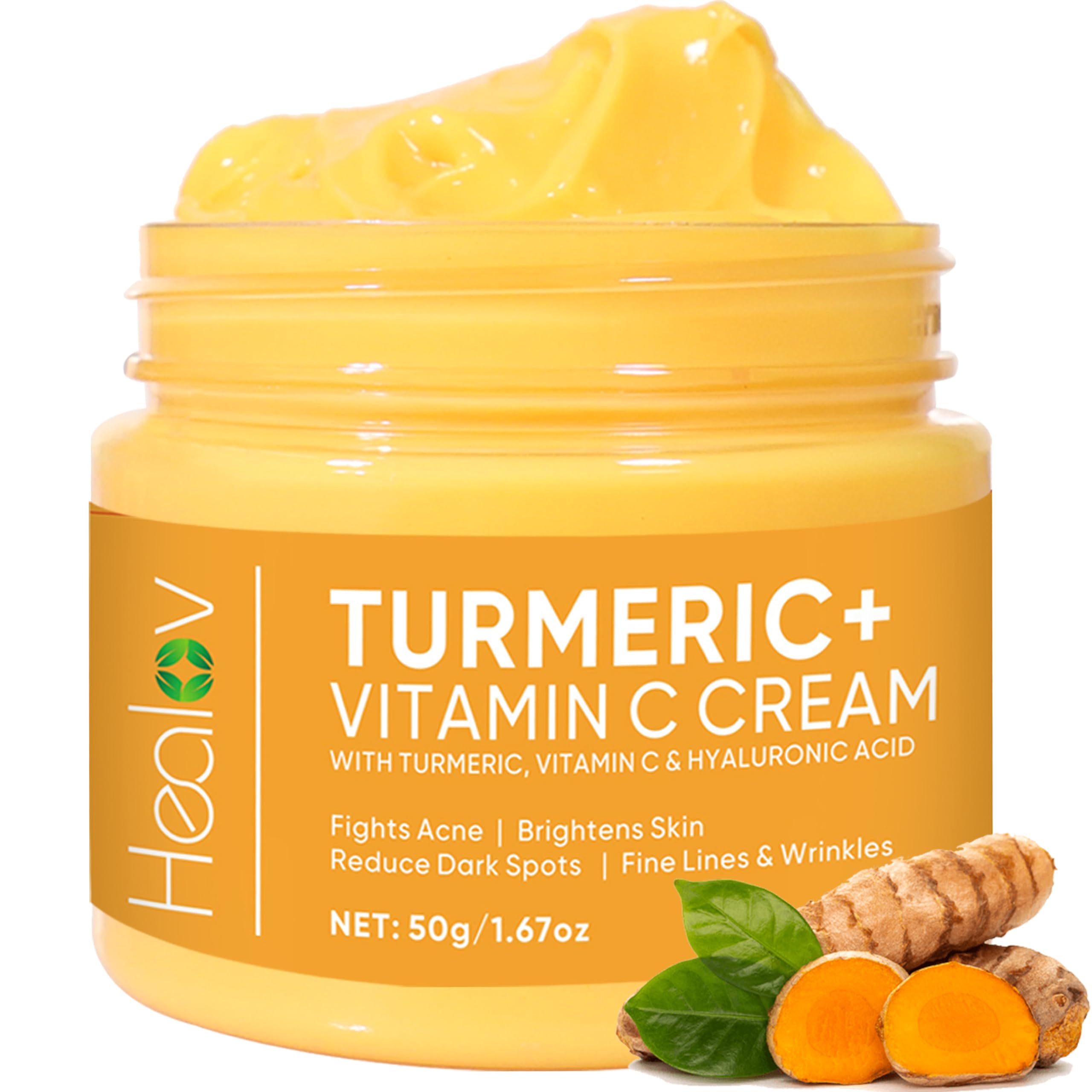 Turmeric Face Cream for Face & Body - All Natural Turmeric Skin Brightening Lotion - Cleanses Skin, Fights Acne, Evens Tone, Fades Scars, Sun Damage, & Age Spots - Pure Turmeric Cream with Vitamin C